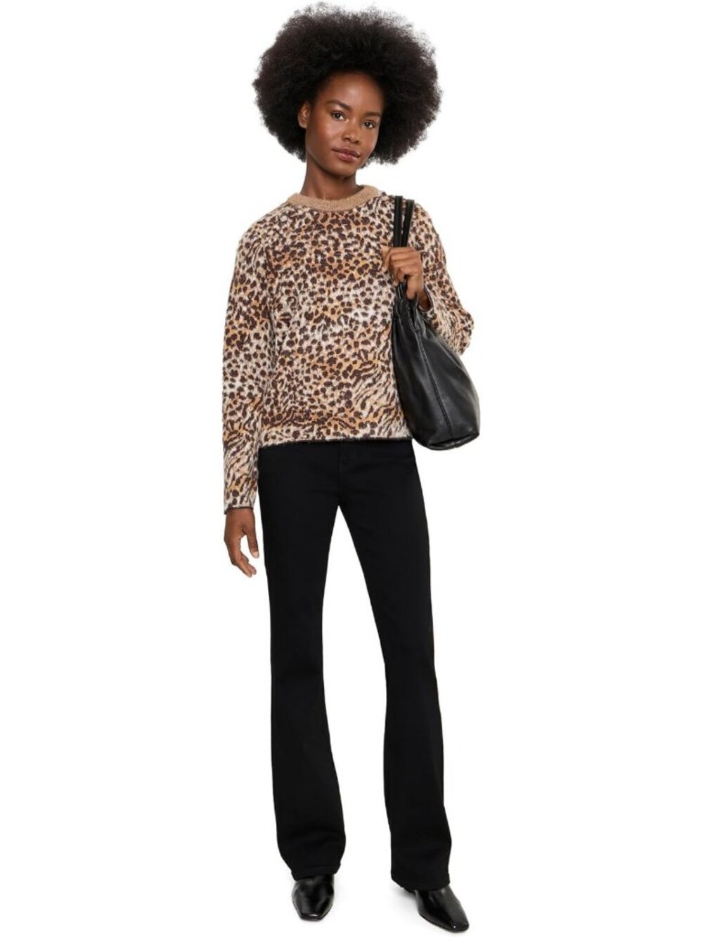 Java Multi Abstract Leopard Medium Long Sleeve Crew Neck Sweater - Picture 2 of 5